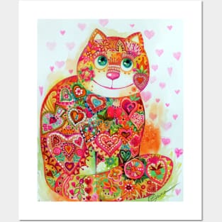 Heart cat Posters and Art